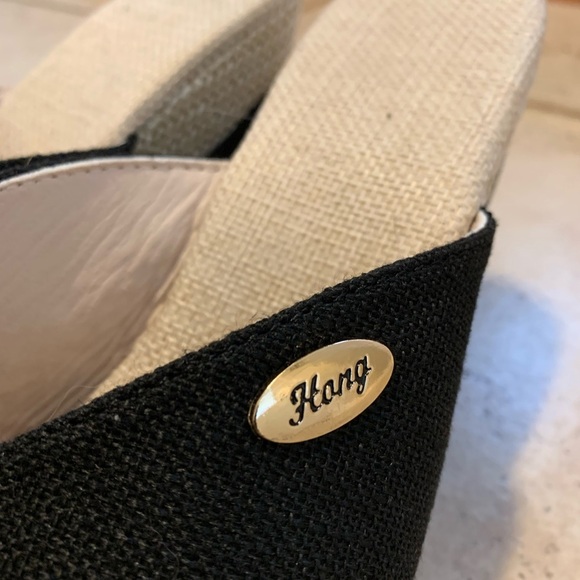 Hong Black Raffia Jute Wedge Espadrille Platform Sandals Size 39 - Picture 3 of 9